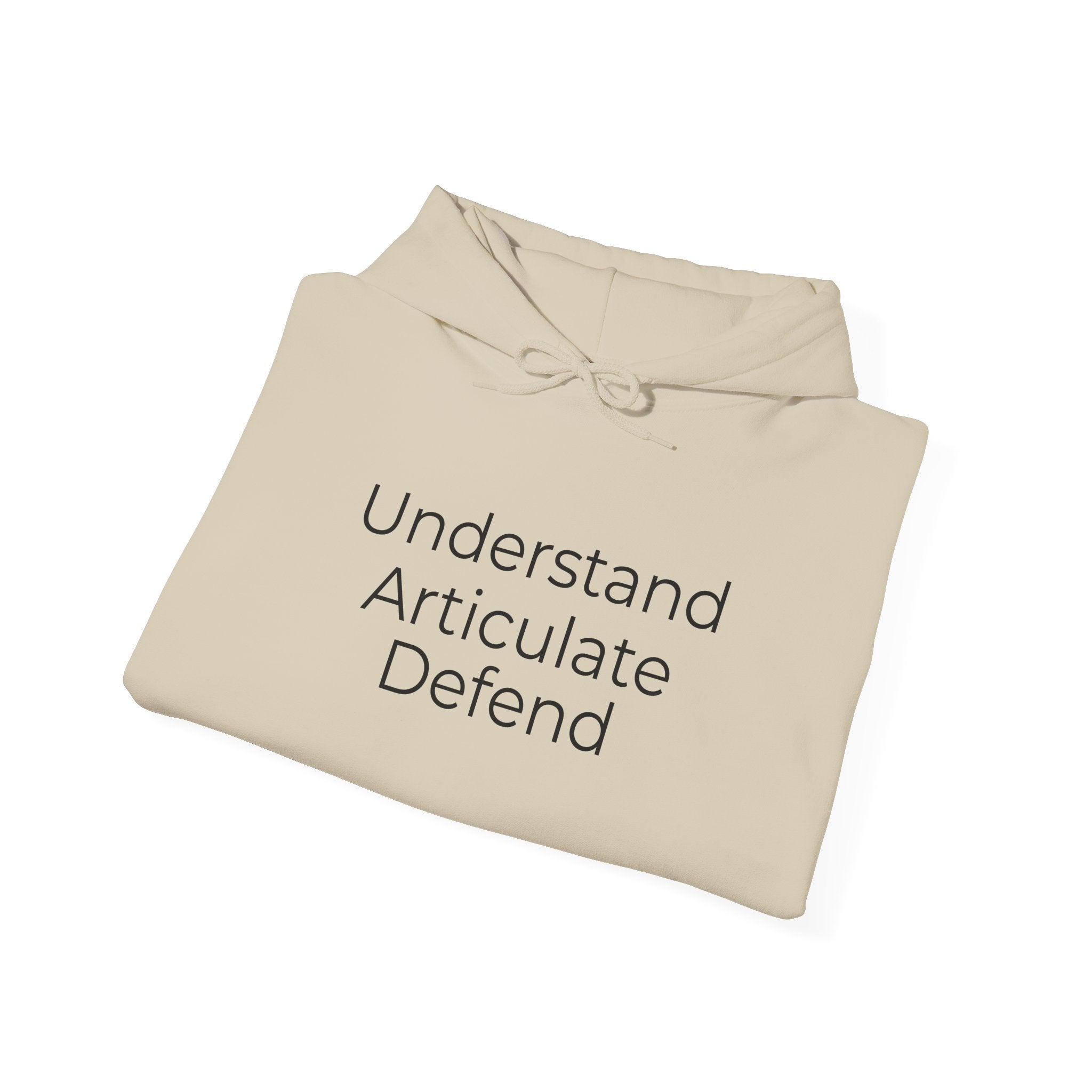 Understand Articulate Defend Hoodie — Minimalist Motivational Pullover
