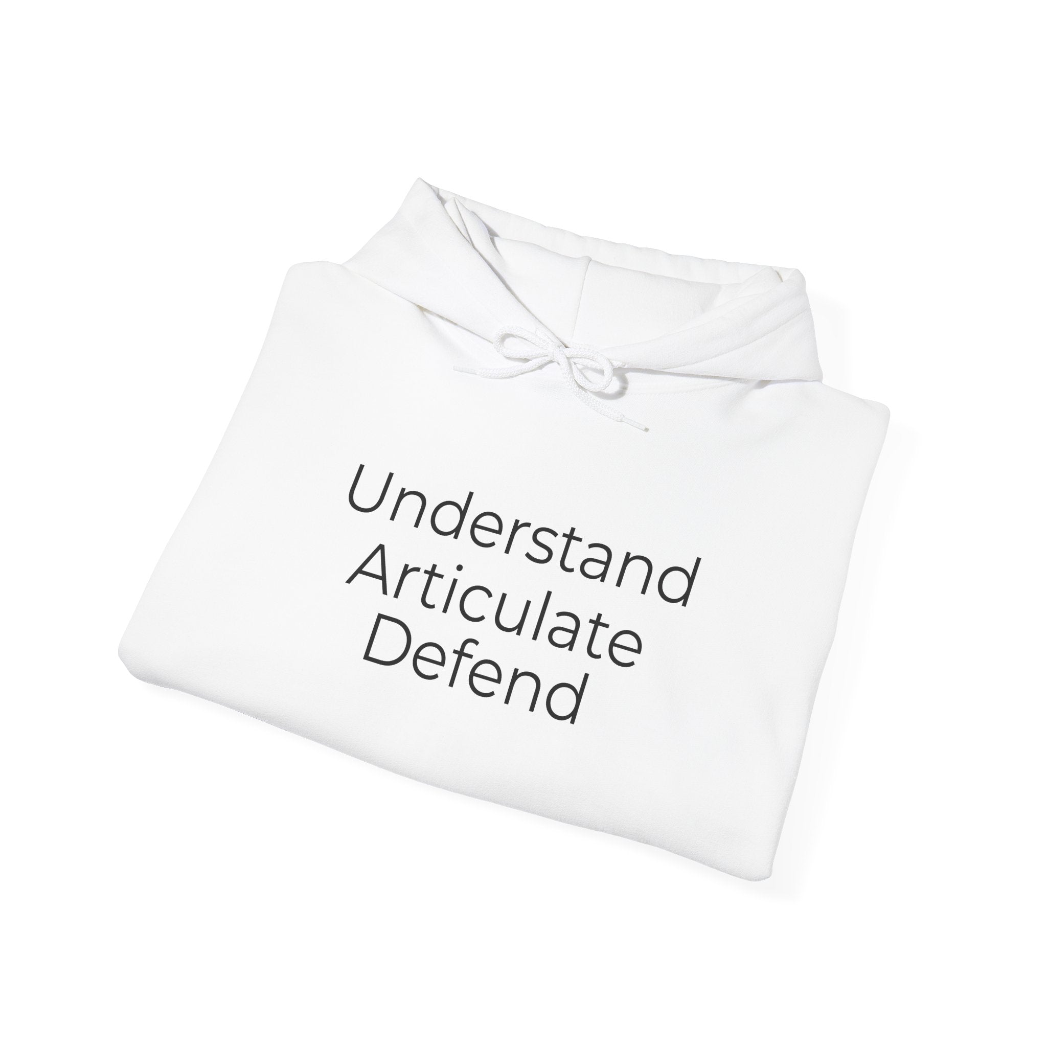 Understand Articulate Defend Hoodie — Minimalist Motivational Pullover